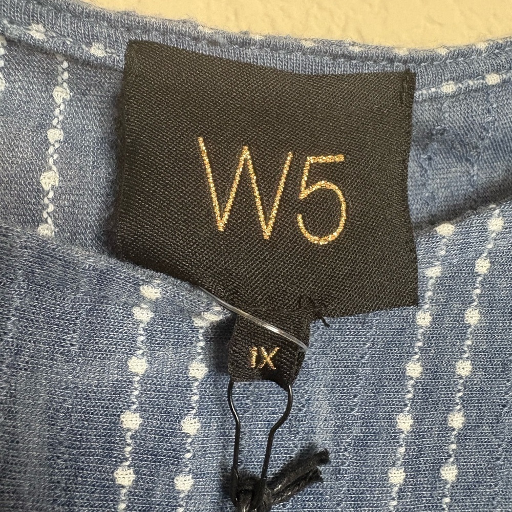 W5 Plus Size 1X Chambray Ruffle Sleeve Blouse NWT | Boho Cottagecore Striped Top - Picture 4 of 6